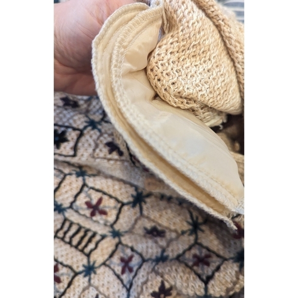 Paul Harris Design Vintage Tan Knit Cotton Ramie Embroidered Cardigan Medium - Picture 7 of 9